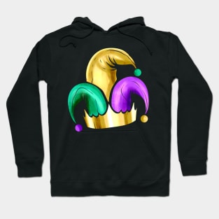 Purple, Yellow Golden And Green Jester Hat For Mardi Gras Hoodie